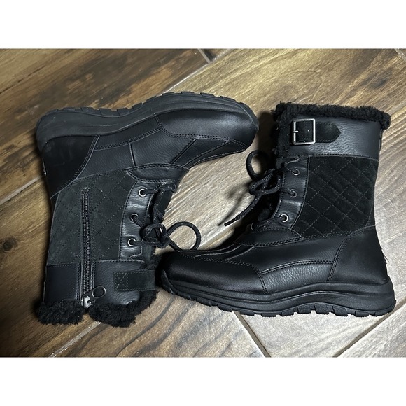 Koolaburrar by UGG Imree Boots Womens Sz 8 Black Waterproof Faux Fur Winter Snow - Picture 2 of 8